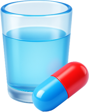 Pill and water glass icon for oral sedation
