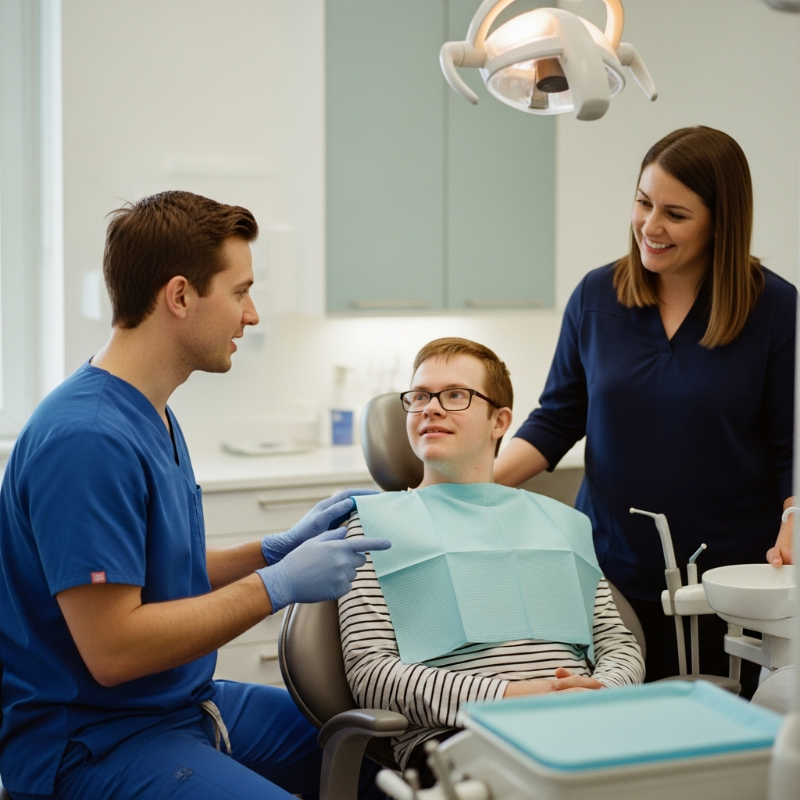 Patient with special needs in dental chair